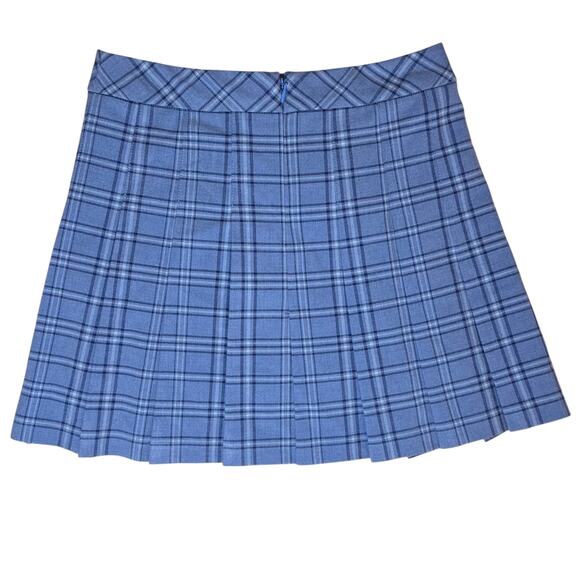 NWT Aritzia Sunday Best Olive Plaid Pleated Mini Skirt Blue Size 0 - Picture 6 of 7